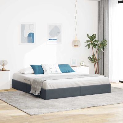 vidaXL Otomanový posteľný rám s úložiskom Tmavosivá 180 x 200 cm Zamat