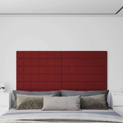 vidaXL Nástenné panely 12 ks vínovo-červené 90x15 cm látka 1,62 m²