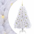 vidaXL Umelý Sklápací Vianočný Stromček Biela 150 cm PVC a oceľ