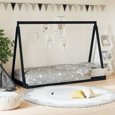 vidaXL Rám detskej postele čierny 80x200 cm masívna borovica