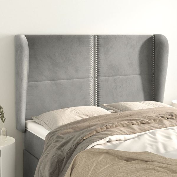 vidaXL Čelo postele so záhybmi bledosivé 147x23x118/128 cm zamat
