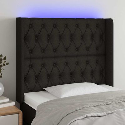 vidaXL Čelo postele s LED čierne 103x16x118/128 cm látka