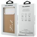 Puzdro Karl Lagerfeld z PU kože s logom Karl script a kovovými tlačidlami fotoaparátu pre iPhone 17 Pro Max hnedá