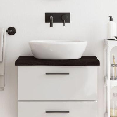 vidaXL Kúpeľňová doska tmavohnedá 60x50x(2-4) cm ošetrený masív