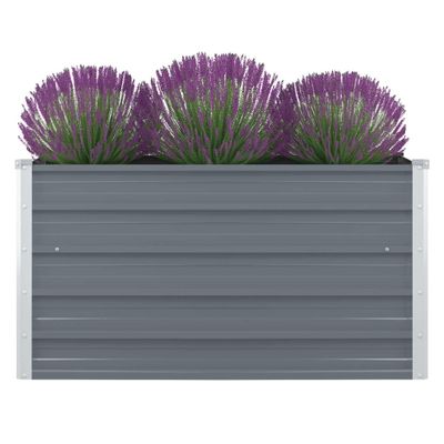 vidaXL Vyvýšený záhon 100x100x45 cm, pozinkovaná oceľ, sivý