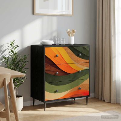 vidaXL Příborník BONN Retro vlnový motív 66 x 36,5 x 76 cm Čierny dub