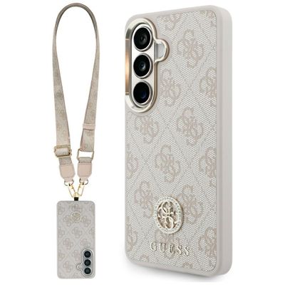 Puzdro Guess 4G Big Rhinestone Triangle Strap MagSafe pre Samsung Galaxy S26 ružová
