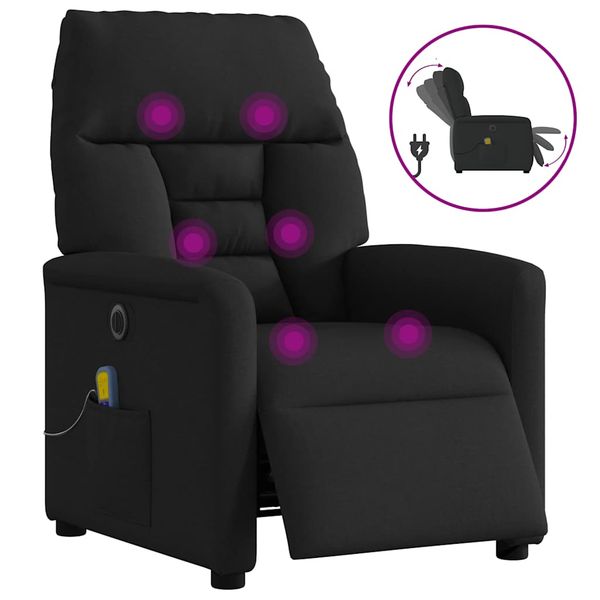vidaXL Elektrické masážne kreslo čierne látka
