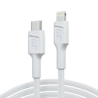 Green Cell KABGC07W White USB-C - Lightning MFi 1m kábel pre Apple iPhone s rýchlym nabíjaním PD