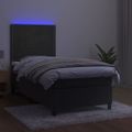 vidaXL Posteľ boxsping s matracom a LED tmavosivá 80x200 cm zamat