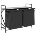 vidaXL Kôš na bielizeň s 2 priehradkami a policou sivý, Sonoma