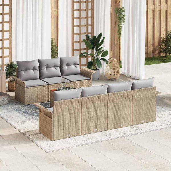 vidaXL Súprava záhradných pohoviek 8 pcs Beige a svetlo šedá polyratan