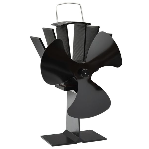 vidaXL Teplom poháňaný ventilátor na krb s 3 lopatkami čierny
