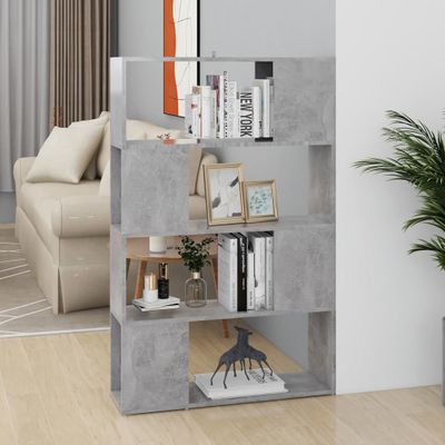 vidaXL Knižnica/deliaca stena betónovo sivá 80x24x124,5cm drevotrieska