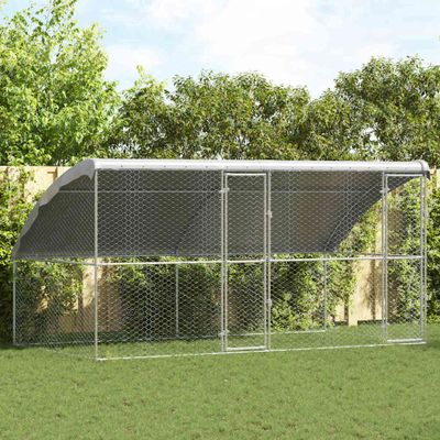 vidaXL Psí kennel 2 pcs Strieborná 4 x 2 x 2 m Pozinkovaná oceľ