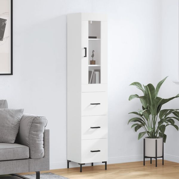vidaXL Vysoká skrinka biela 34,5x34x180 cm spracované drevo