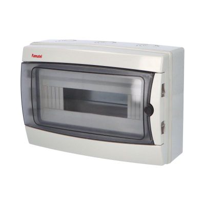 Rozvádzač Acqua 3912-TTB IP65, 12 mod., na omietku, priehľ. dvere, 215x305x110mm