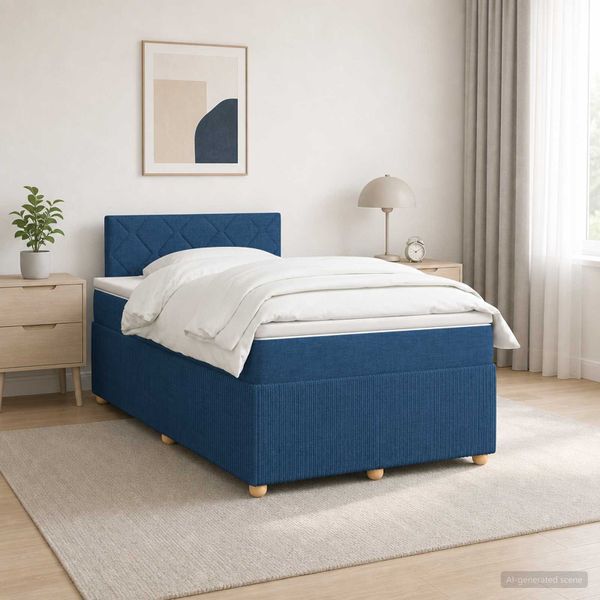 vidaXL Posteľ boxspring s matracom Modrá 120 x 200 cm Látka