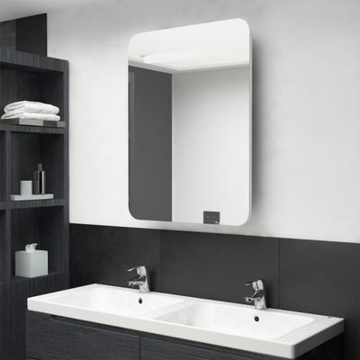 vidaXL LED kúpeľňová zrkadlová skrinka žiarivá biela 60x11x80 cm