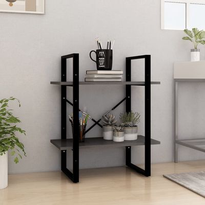 vidaXL Knižnica s 2 policami sivá 60x30x70 cm masívna borovica