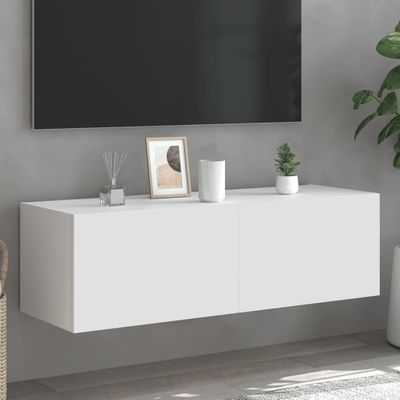 vidaXL TV nástenná skrinka s LED svetlami biela 100x35x31 cm