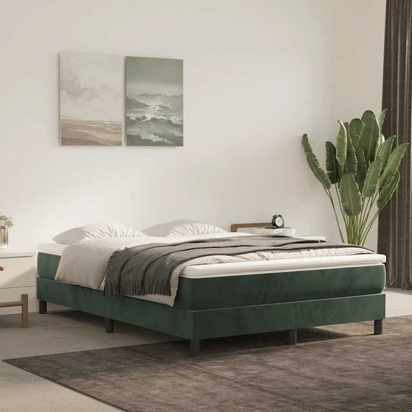 vidaXL Matrac s taštičkovými pružinami stredná tvrdosť tmavozelený 120x210x20 cm zamat