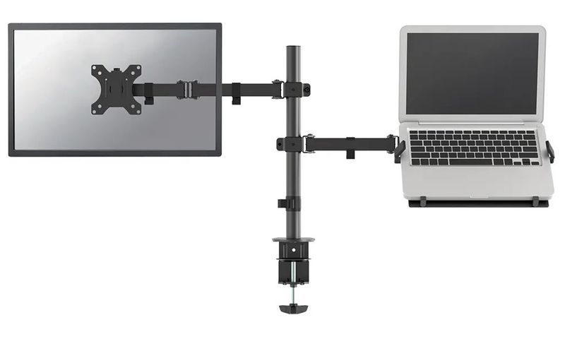 Neomounts FPMA-D550NOTEBOOK/Držák displeje a notebooku/na stůl/10-27"/svorka/VESA 100X100/nosn. 8+4,5kg/černý Držák, VESA, stolní, pro monitor a notebook, úhloprícka 10"-32", náklon, otácení, rotace, nosnost 12,5kg, cerný