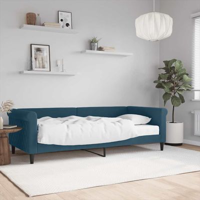 vidaXL Denná posteľ s matracom modrá 90x200 cm zamat