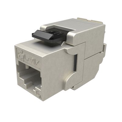 Samorezný keystone Solarix CAT6A STP RJ45 SXKJ-10 G-STP-BK-SA Component Level a 4PPoE certifikácia