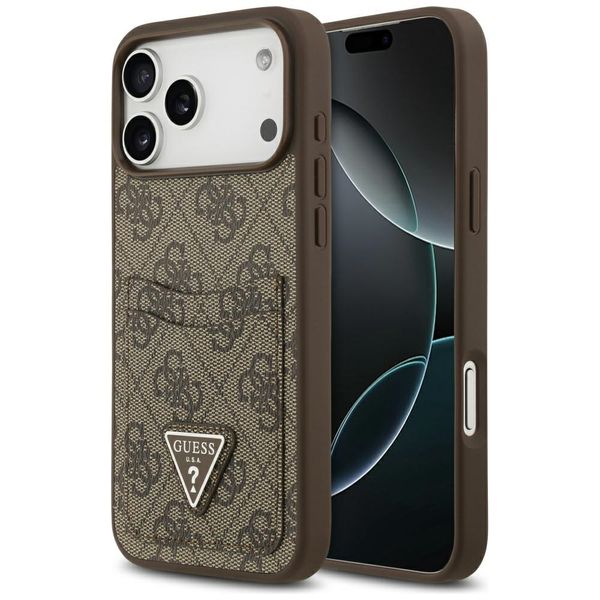 Guess 4G Double Card Triangle puzdro pre iPhone 17 Pro Max hnedá
