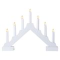 LED svietnik drevený biely, 29 cm, 2x AA, vnútorný, teplá biela, časovač