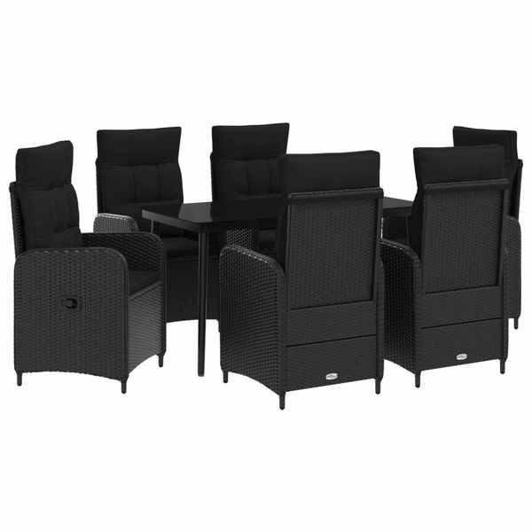 vidaXL Súprava stolíkov k pohovke s vankúšom s vankúšom 7 pcs Čierna