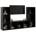 vidaXL TV skrinky 3 ks lesklé čierne 107x35x37 cm drevotrieska