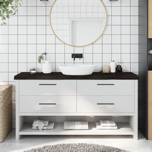 vidaXL Kúpeľňová doska tmavohnedá 160x30x(2-6) cm ošetrený masív