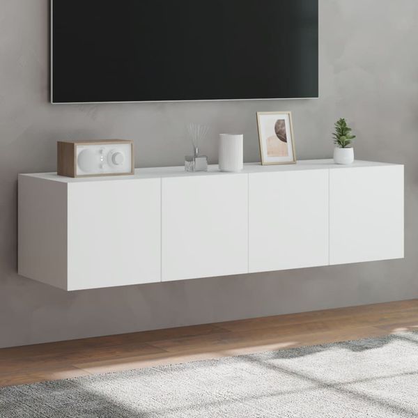 vidaXL TV nástenné skrinky s LED svetlami 2 ks biele 60x35x31 cm