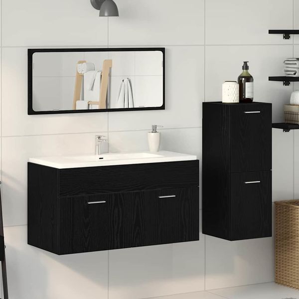 vidaXL Sada kúpeľňového nábytku 3 pcs Čierny dub Kompozitné drevo