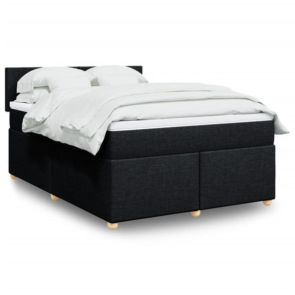 vidaXL Posteľný rám boxspring s matracom čierny 160x200 cm látka