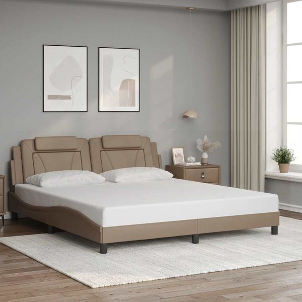 vidaXL Rám postele Viana bez matraca kapučínový 180x200 cm umelá koža