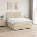 vidaXL LED boxspring posteľ s matracom Krémová 160 x 200 cm Látka