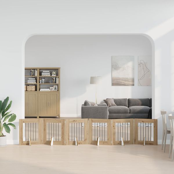vidaXL Skladacia psia brána so stojanmi 6 ks Dub artisan 362 cm