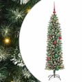 vidaXL Umelý chudý vianočný strom Zelená a biela 150 cm
