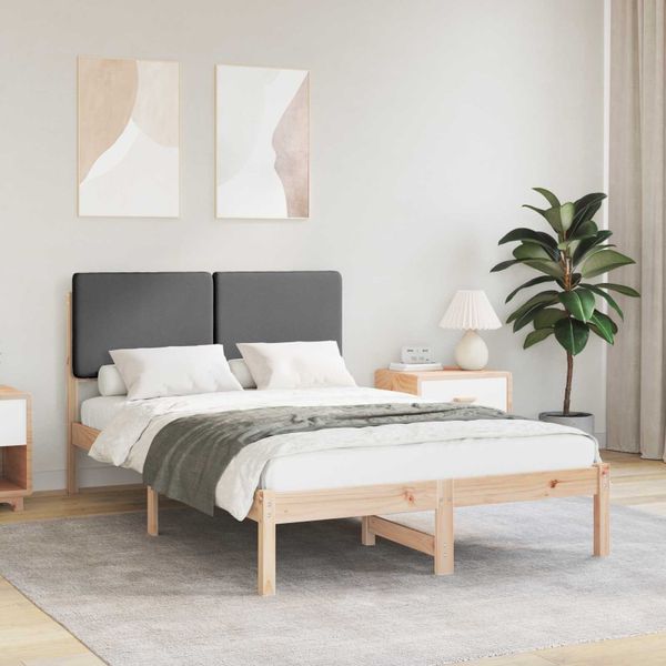 vidaXL Rám postele s čalúneným čelom Tmavo šedá 135 x 190 cm