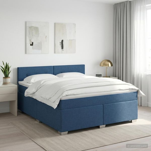 vidaXL Posteľ boxspring s matracom Modrá 140 x 200 cm Látka