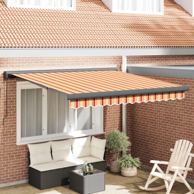 vidaXL Sklopná markíza Žltá a oranžová 350 x 250 cm Plátno a hliník