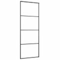 vidaXL Posuvné dvere s kovaním čierne 76x205 cm ESG sklo