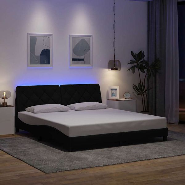 vidaXL Rám postele s LED bez matraca čierny 180x200 cm látka