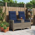 vidaXL Hojdačka s tabletou 2 -Seater 126 x 65 x 112 cm polyratan