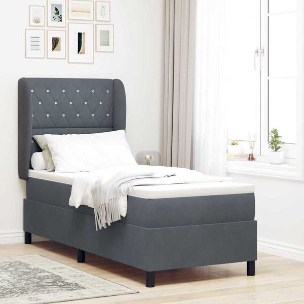 vidaXL Posteľ s pružinovým rámom Tmavo šedá 200 x 80 cm Zamat