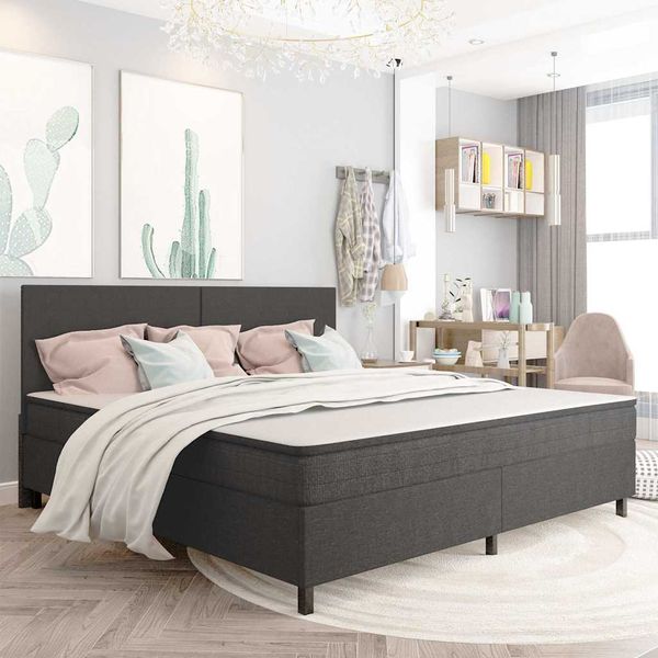 vidaXL Rám na boxspring posteľ, sivý, látka 200x200 cm