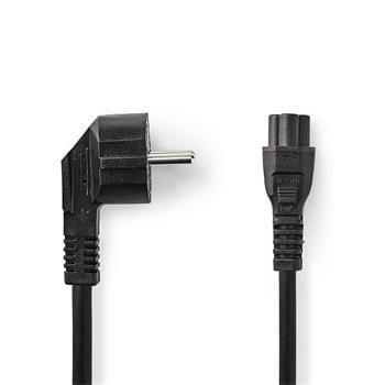 Nedis CEGL10100BK50 - Napájací Kabel  | Typ F Zástrčka | IEC-320-C5 | Uhlový | Priamy | 5 m | Čierna Kabel, napájací, prípojný, 250V, 2,5A, konektor IEC-320-C5 (trojlístek), uhlová zástrčka Schuko (typ F), 5m, čierny